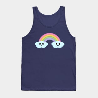 Kawaii Cute Happy Rainbow and Clouds in Purple Tank Top